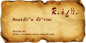 Rostás Áron névjegykártya